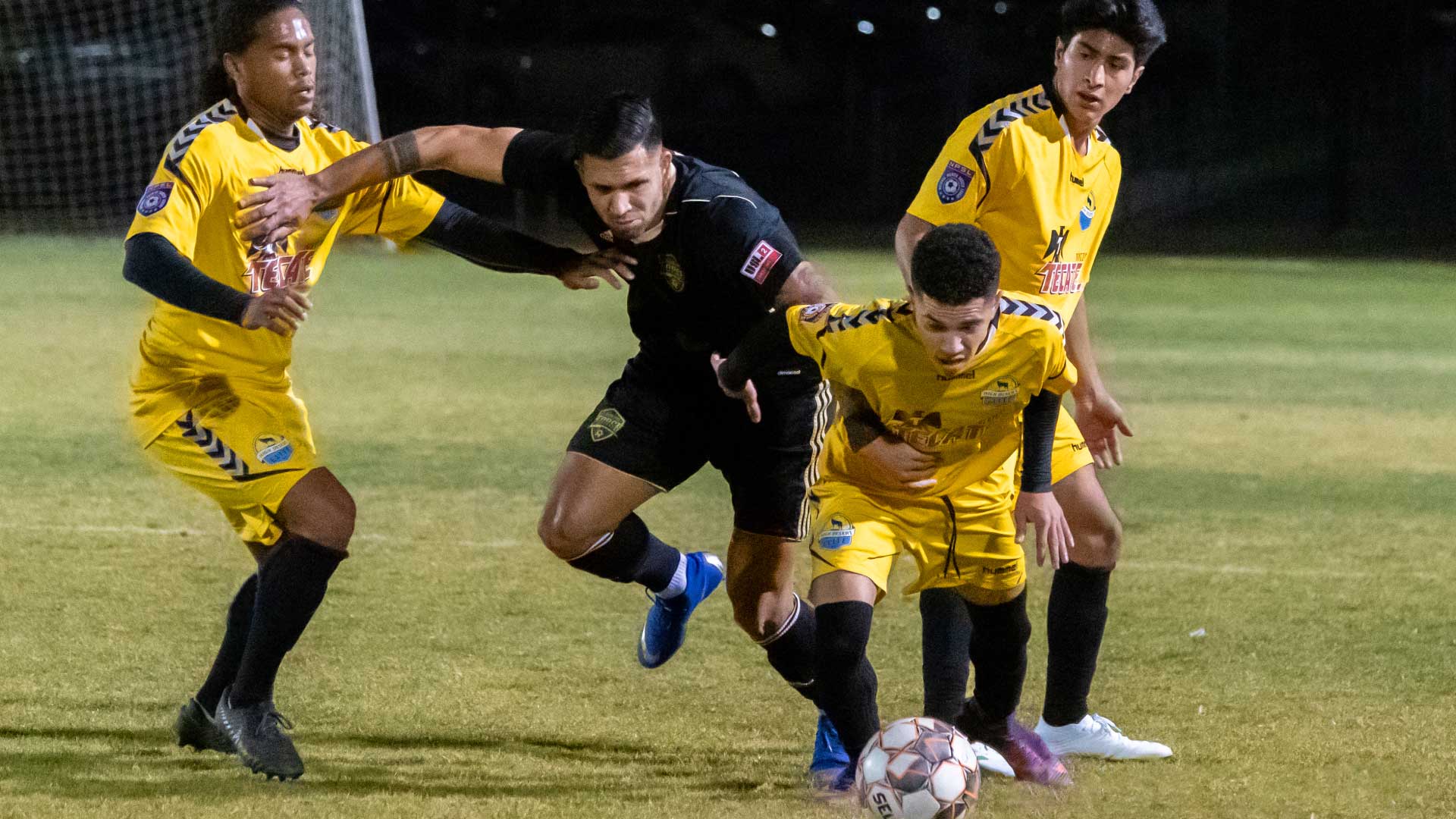 High Desert Elite NPSL Team's Christian Gonzalez (center), Carlos Cruz (right), and Glenn Verley (left)