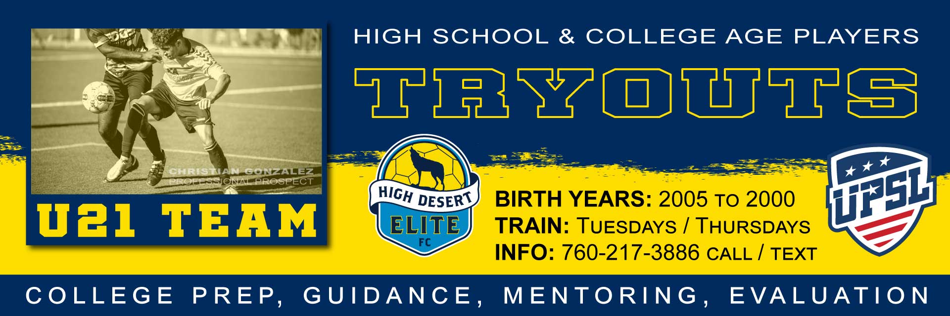 HIGH DESERT ELITE UPSL Tryouts